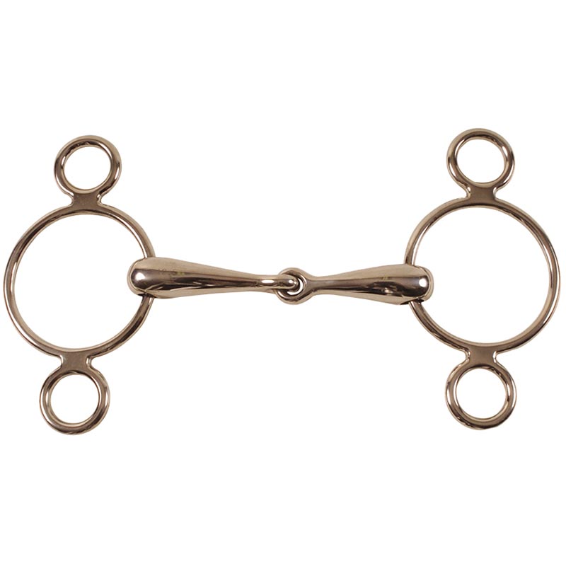 Hollow stanless steel continental gag bit 3-ring cheeks