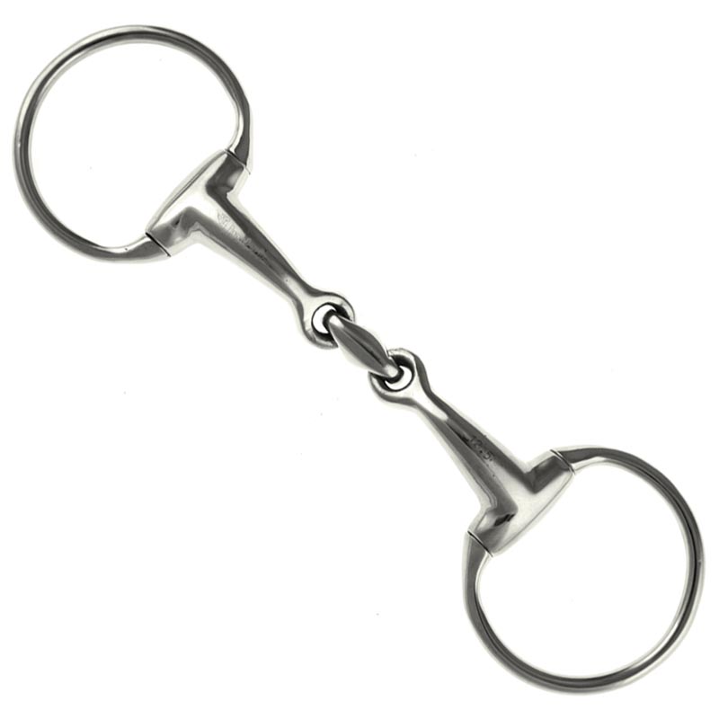 Snaffle olive jointed bit stainless steel full curved mouth central olive