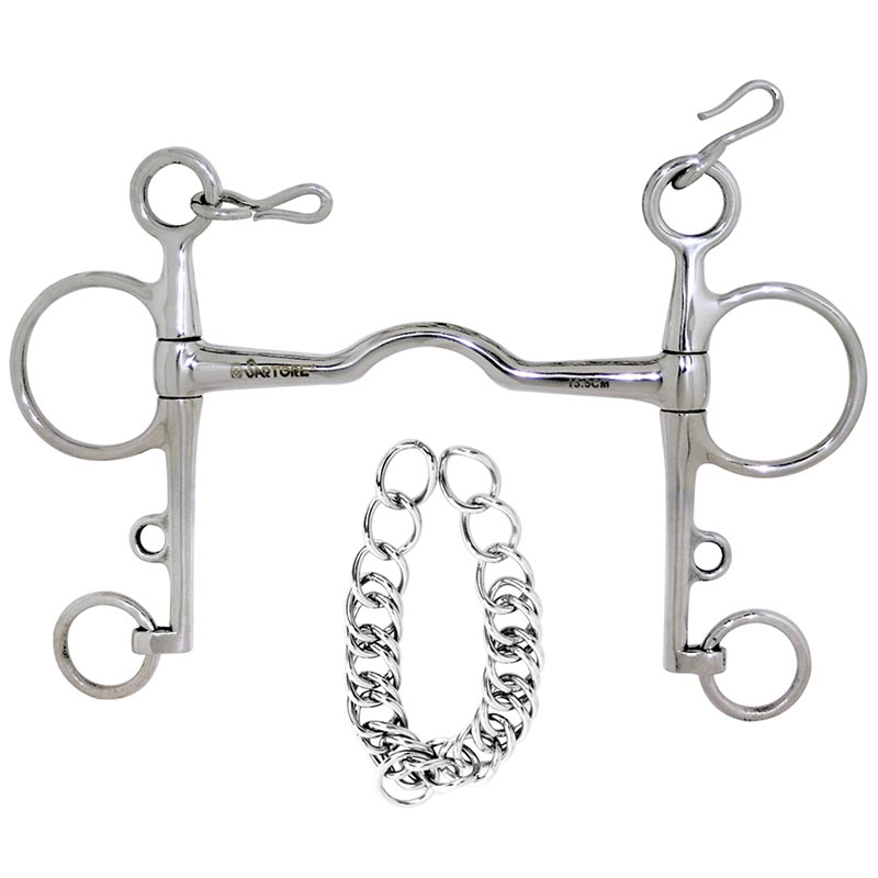 Stainless steel full pelham bit port mouthpiece