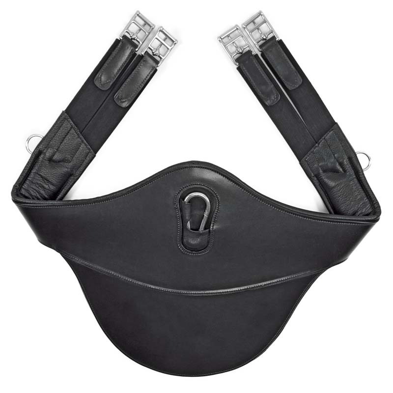 Black leather belly protector girth