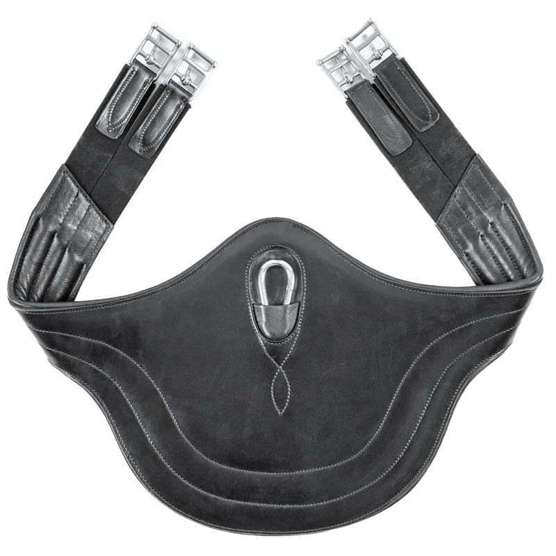 Equestro leather belly protector girth with elastic supports