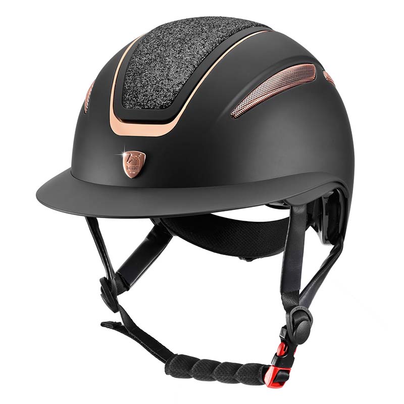 Tattini cap ariete riding helmet glitter plate with wide visor