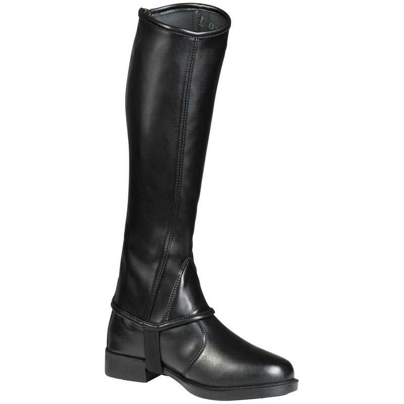 Synthetic half chaps smooth faux leather elasticized 