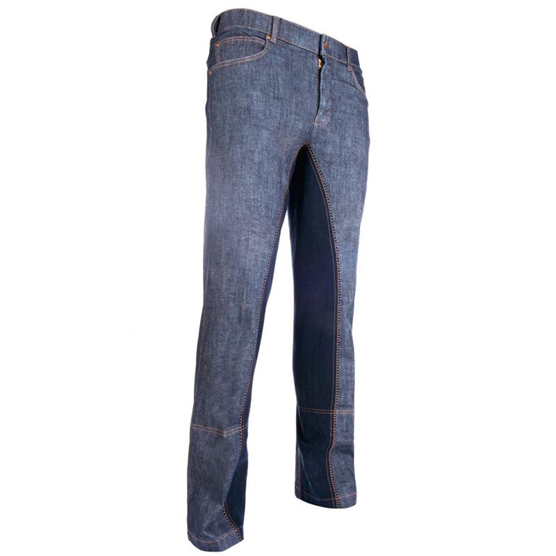 Denim stretch man riding jeans with reinforcement