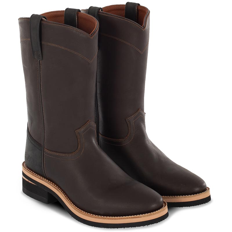Western boots roping pool's two-tone brown nubuck