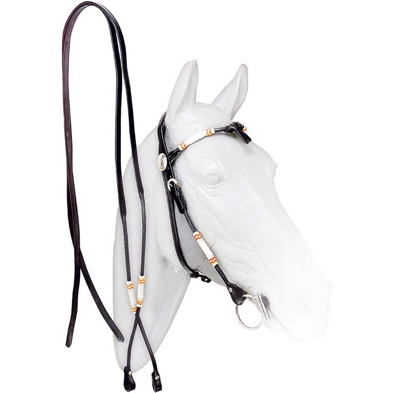 Western tubular leather bridle rawhide decoration