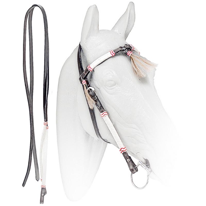 Western smooth leather bridle rawhide decoration