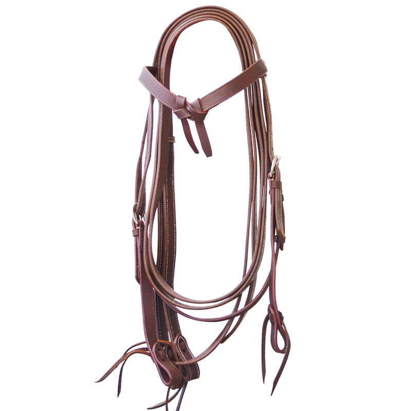 Western elite leather bridle ribbon front