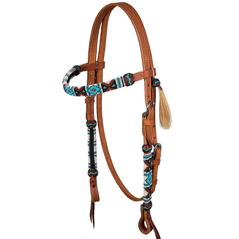 Western bridle leather with navajo beads