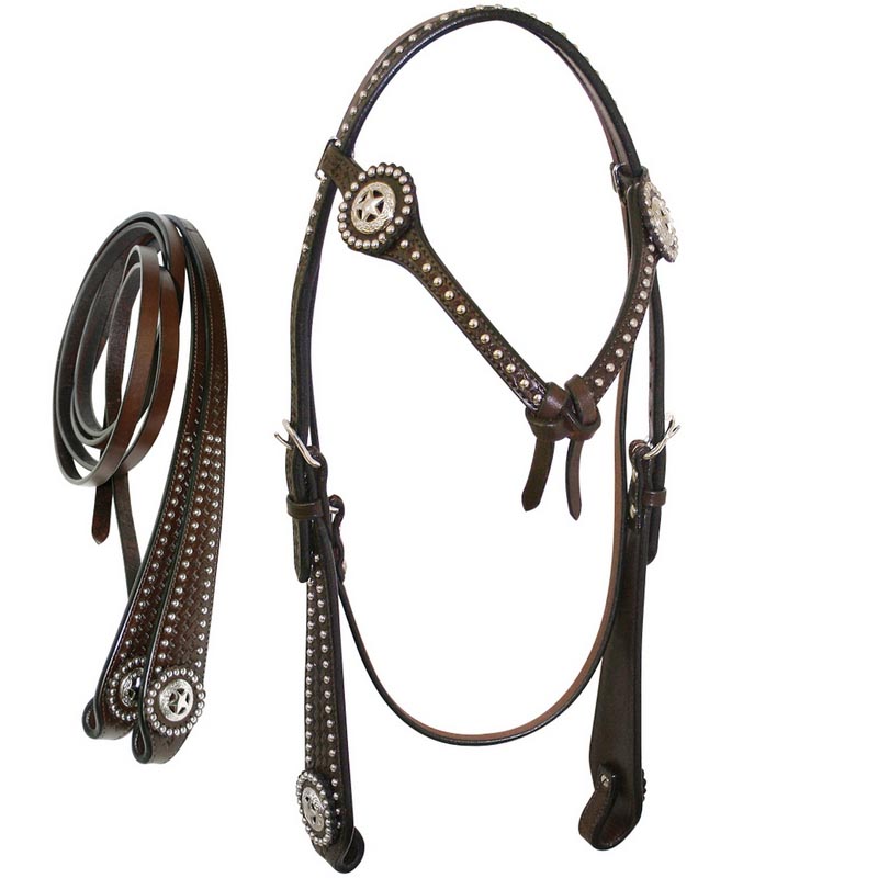 Silver creck western bridle with ribbon browband