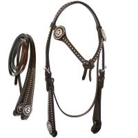 SILVER CRECK WESTERN BRIDLE WITH RIBBON BROWBAND