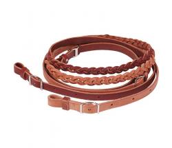 BARREL REINS IN BRAIDED LEATHER - 4397