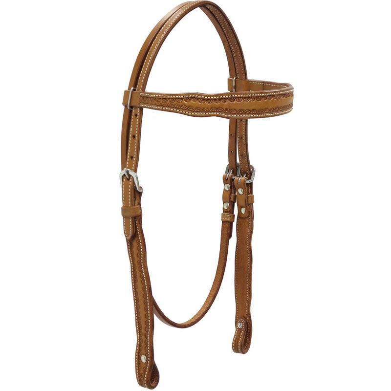 Headstall western leather flower