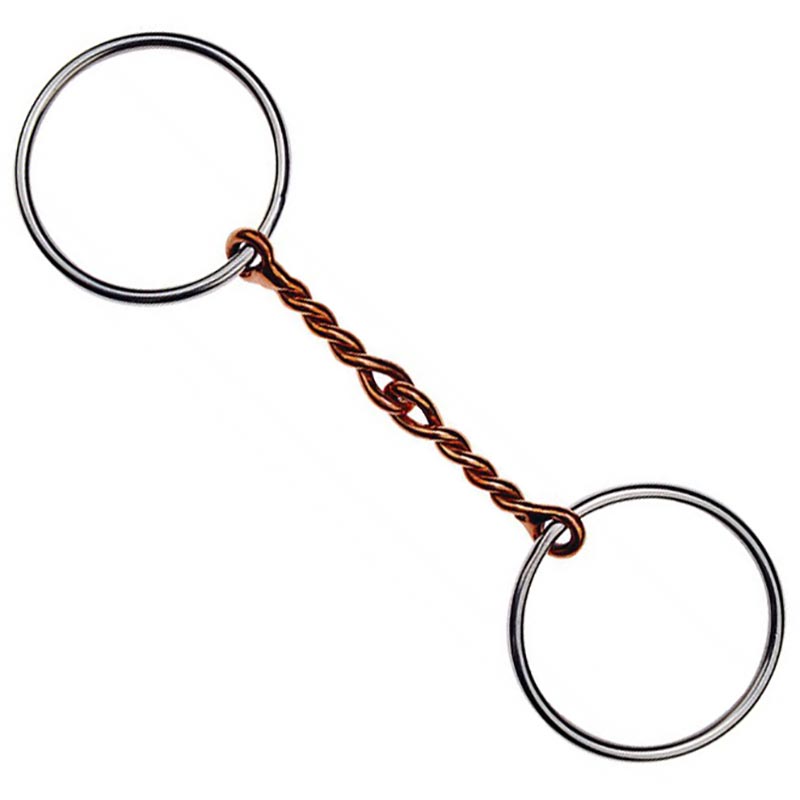 Ring snaffle with twisted copper mouthpiece