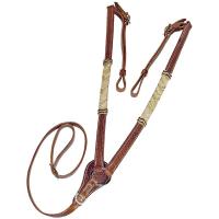 WESTERN LEATHER BREASTCOLLAR BASKETWEAVE AND RAWHIDE