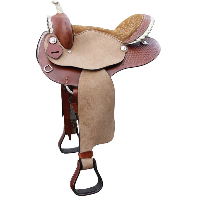 Western saddle for barrel rawhide parts