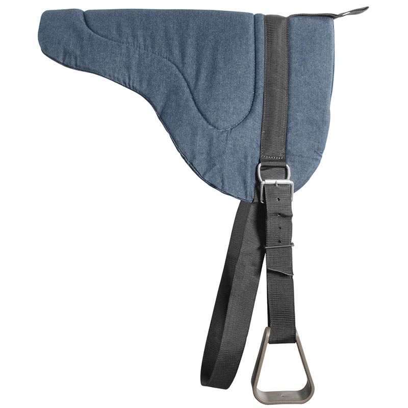 Bareback with girth and stirrups denim fabric