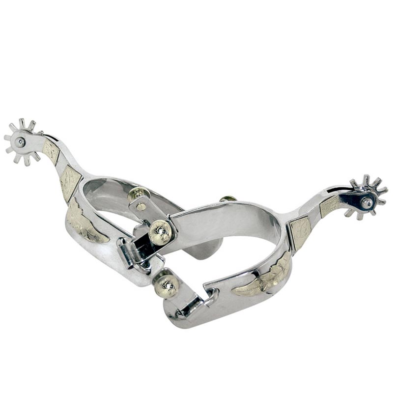 Western stainless steel spurs with alpaca feather