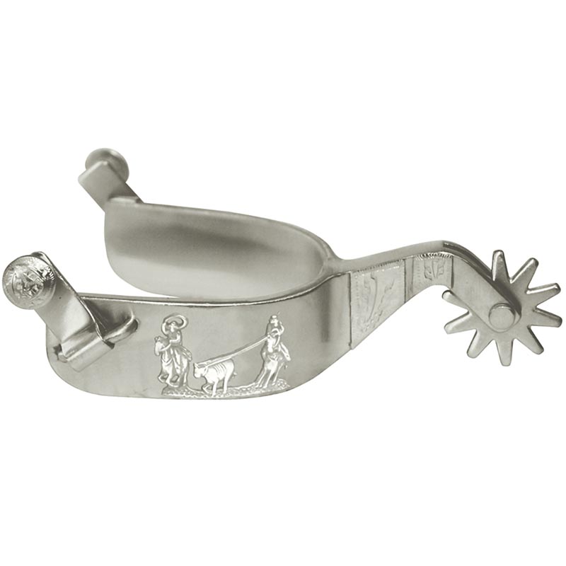 Metalab western roping spurs in satinized steel