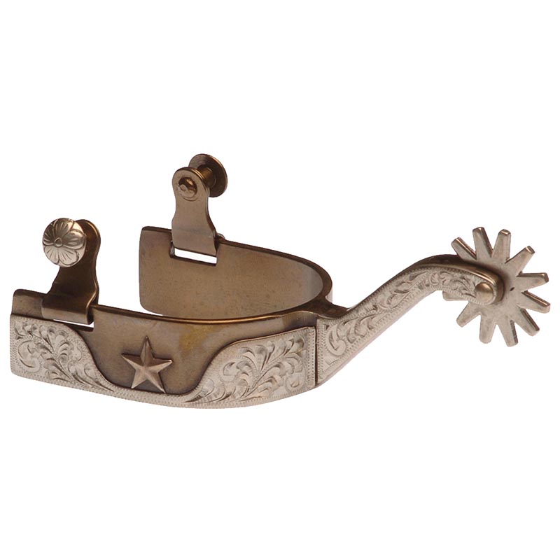 Western spurs in burnished iron con with sliver and star decorations
