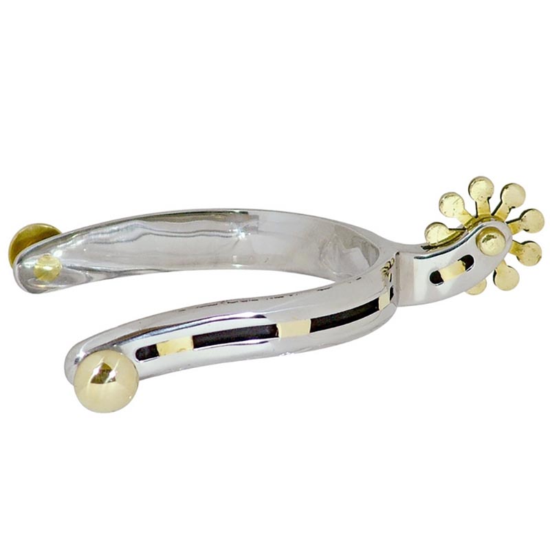 Stainless steel western spurs with brass inserts