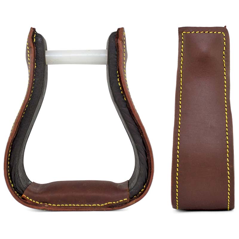 Western stirrups smooth leather covered