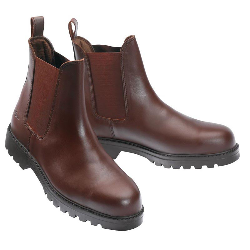 Leather safety ankle boots with steel iron hull