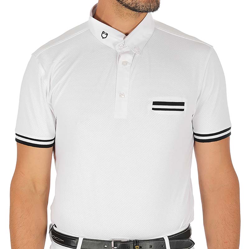 Man competition technical perforated fabric polo garen model
