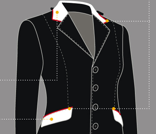 Customization equiline competition jacket woman collar and pocket flaps