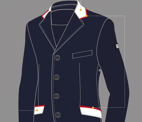 Customization equiline competition jacket man collar and pocket flaps