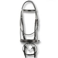 EQUESTRO ENGLISH BRIDLE ITALIAN LEATHER SILVER PIPING