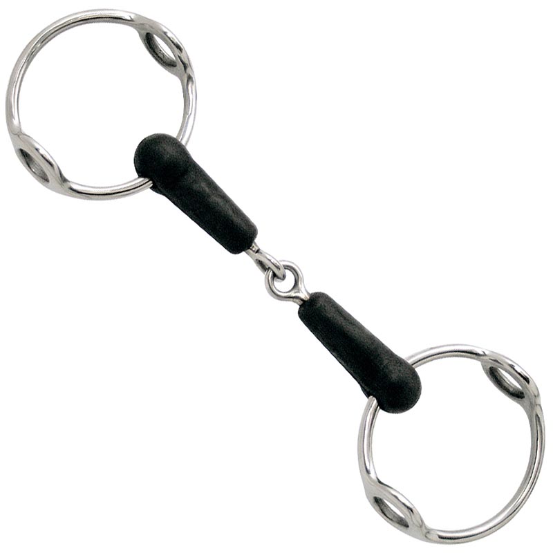 Rubber snaffle ring gag bit stainless
