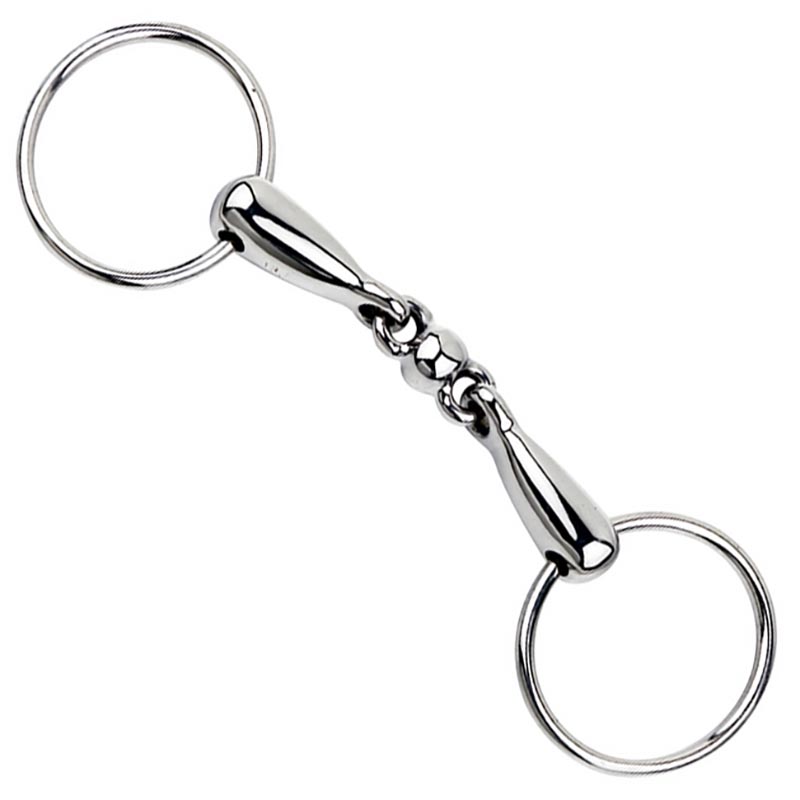 Snaffle bit jointed loose ring with central round joint