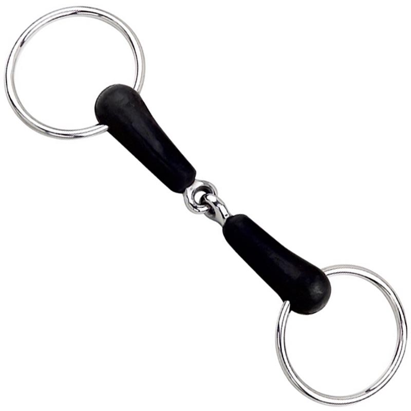 Snaffle bit jointed loose ring rubber mouth