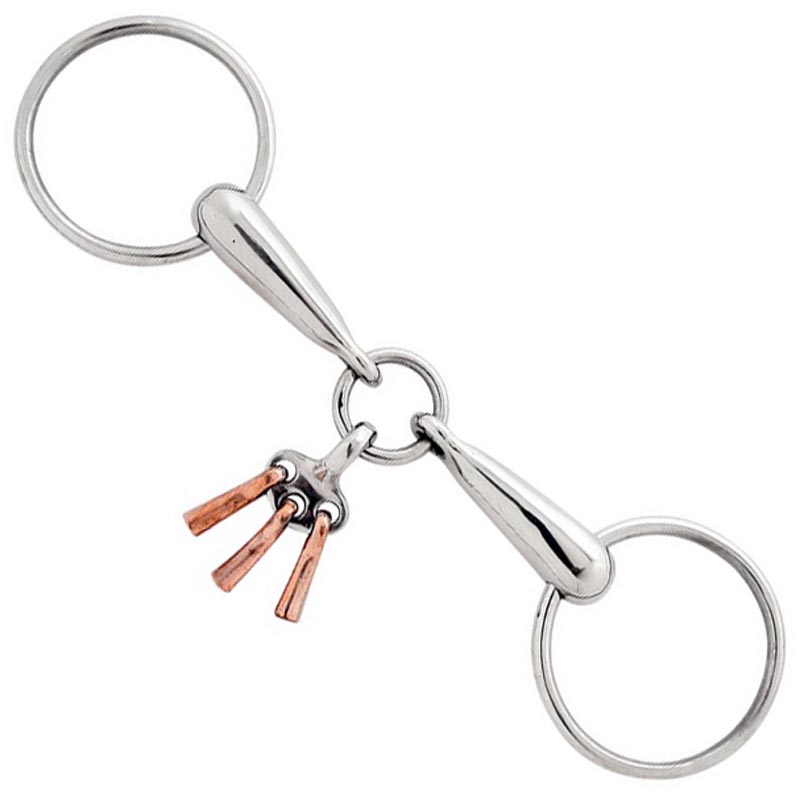 Snaffle bit jointed loose ring with copper toy for tongue