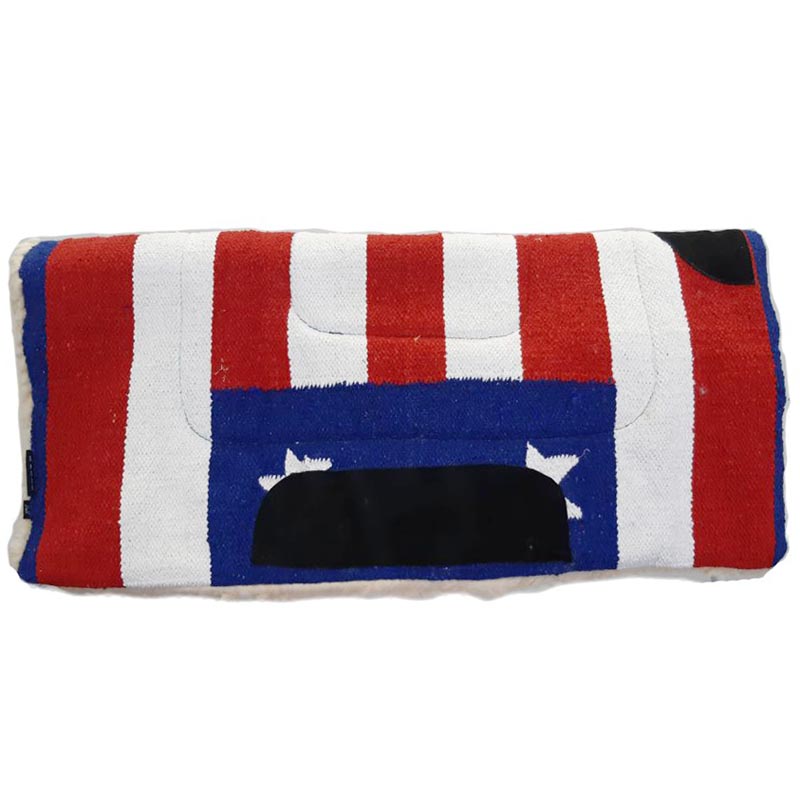 Western saddle pad with fabric flag u.s.a.