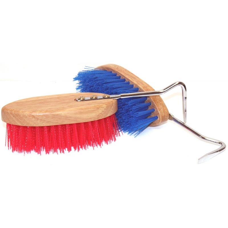 Horse brush with synthetic bristles and hoof pick 210x65 mm