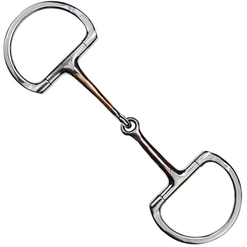 Overlay jointed dee ring bit with satin mouthpiece