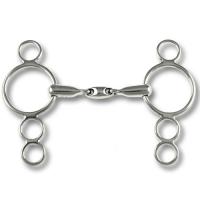 PESSOA GAG BIT STAINLESS STEEL DOUBLE JOINT 4 RING CHEEKS