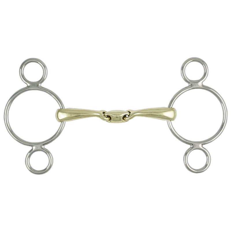 Pessoa gag bit stainless steel double joint 3 ring cheeks metalab