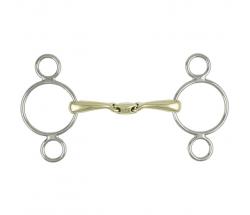 PESSOA GAG BIT STAINLESS STEEL DOUBLE JOINT 3 RING CHEEKS METALAB - 2596