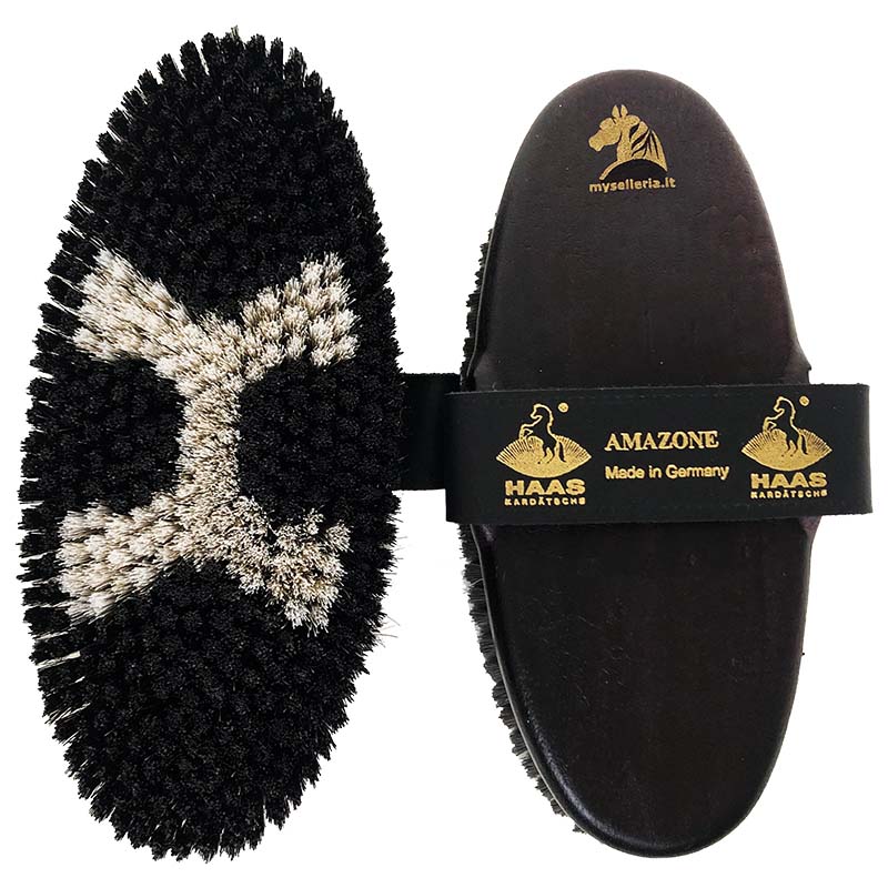 Horse brush amazone haas natural bristles for excellent sheen medium 200x85 mm