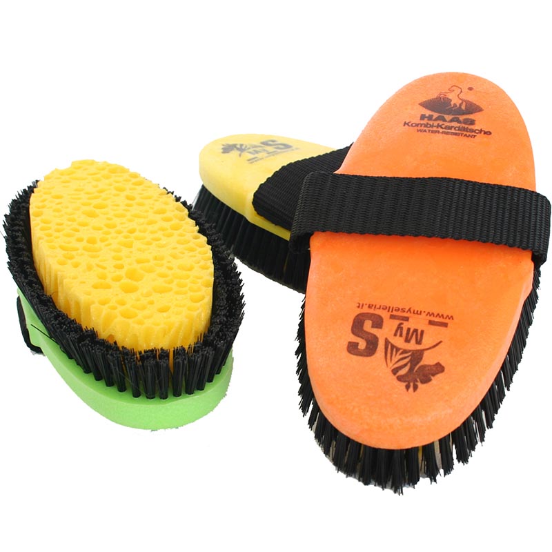 Haas horse brush with synthetic bristles and sponge 200x85 mm