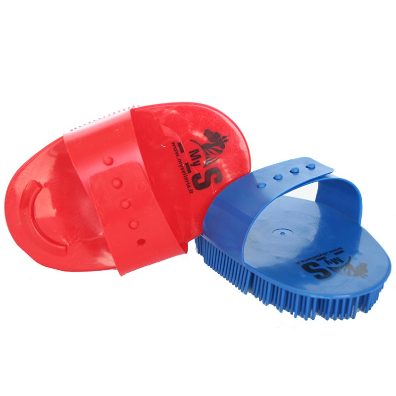 Haas adjustable plastic curry comb with medium bristles