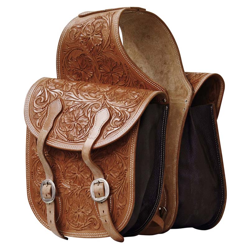 Pool’s leather saddle bag flowers model