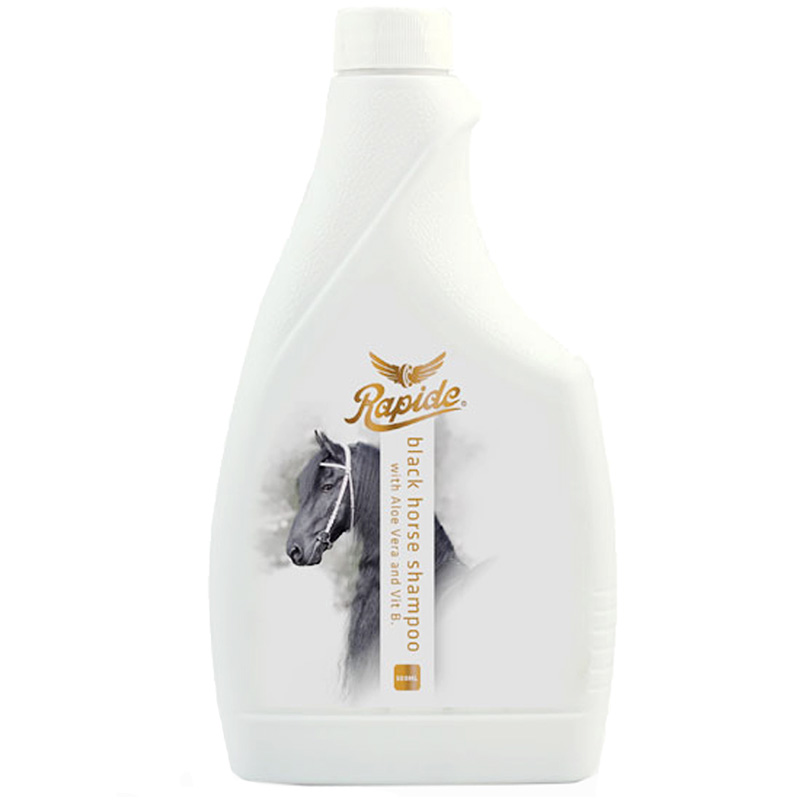 Specific shampoo for horses black coat rapide black horse shampoo