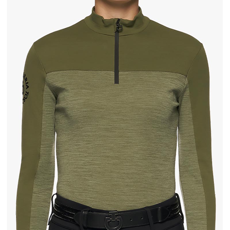 Ladies cavalleria toscana training pullover in technical wool logo ct