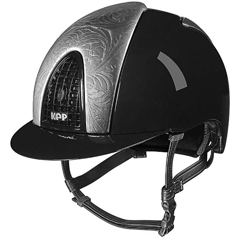 Helmet kep italia cromo metal black front and rear argento floreale