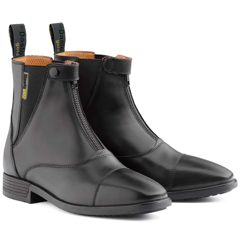 Daslo gold riding ankle boots with zip in real leather