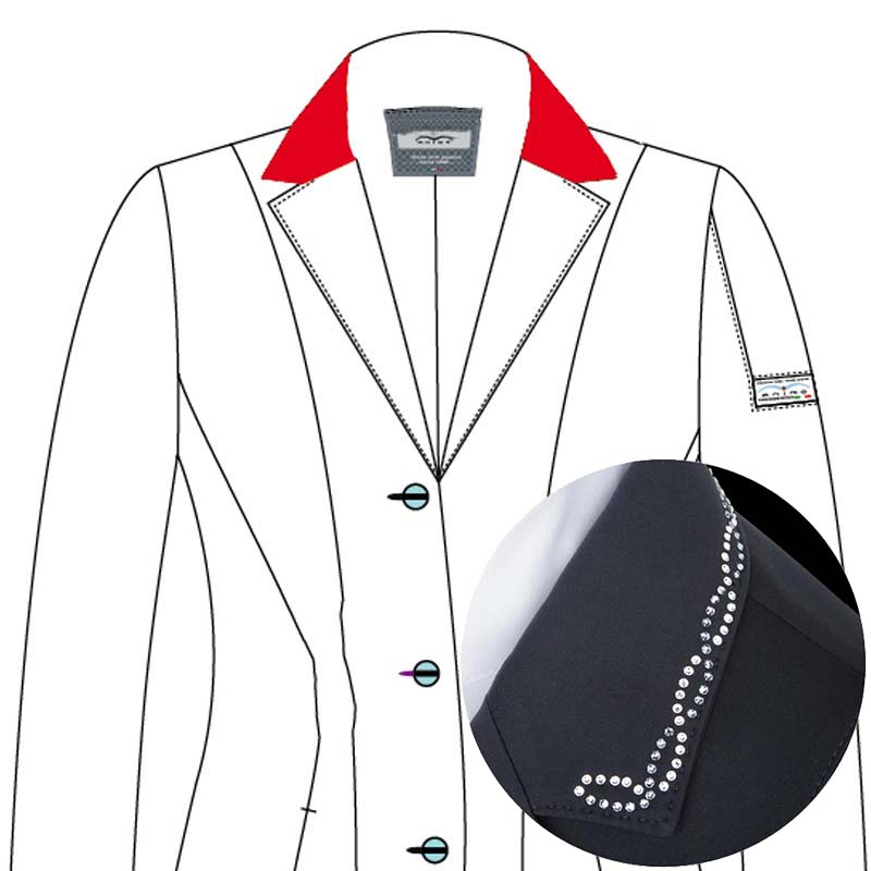Customization animo competition jacket with waves style swarovski on collar